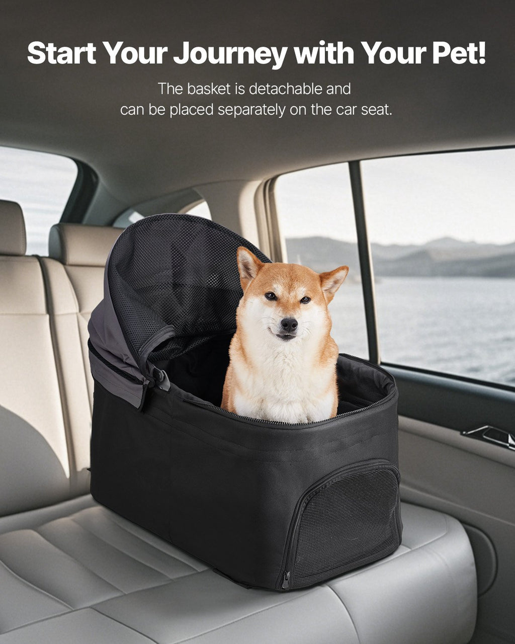 Foldable Pet Stroller with Detachable Carrier - image 3