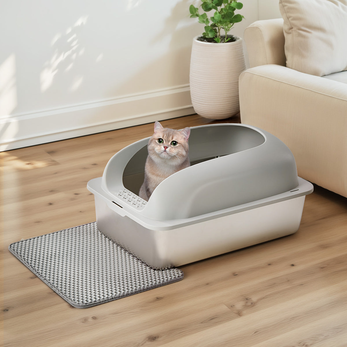 Stainless Steel Cat Litter Box with Lid - image 6