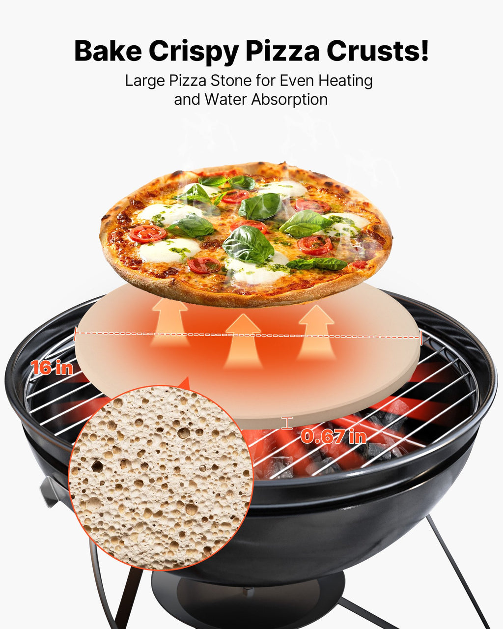 Round Pizza Stone, 16 in, with Rack - image 5