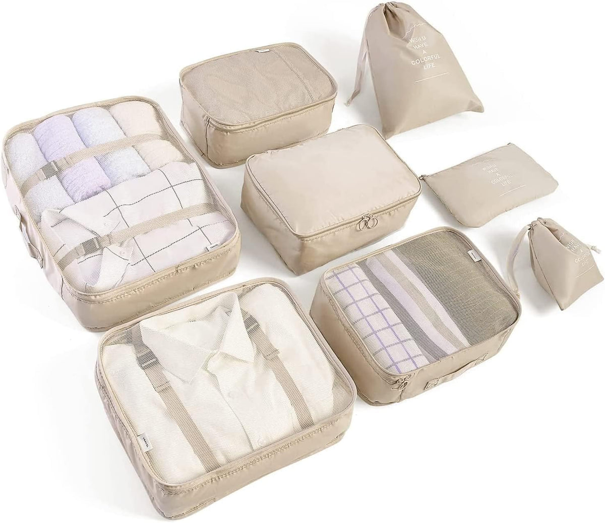 Packing Cubes, 8 Piece Set, Beige - image 3