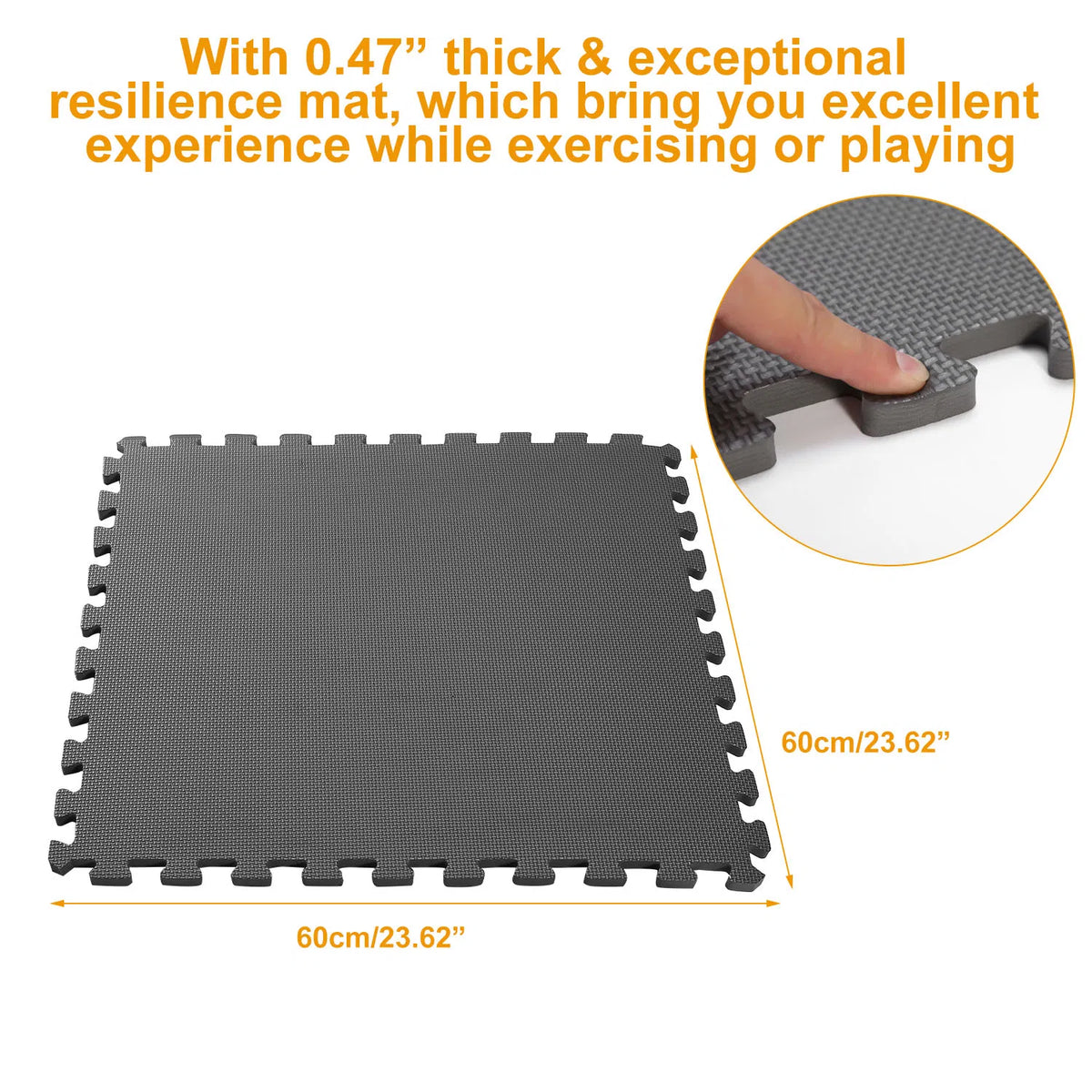 Puzzle Exercise Mat, 4 Interlocking Tiles, Grey - image 8