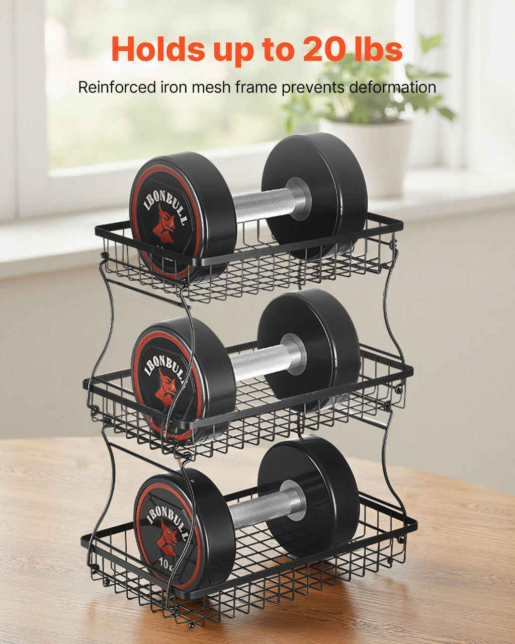 3-Tier Fruit Basket with Banana Hanger, Black - image 9