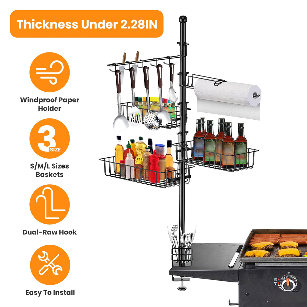 Standing BBQ Griddle Caddy with Paper Towel Holder