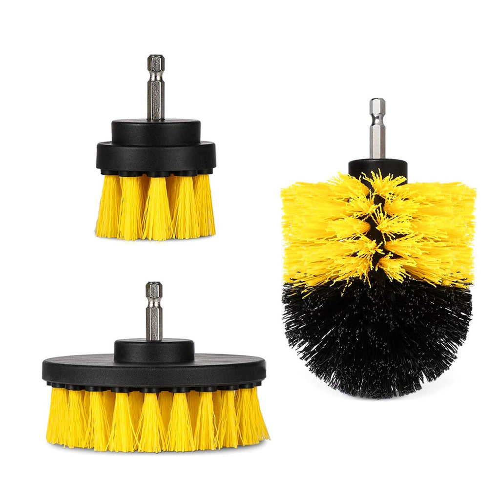 Drill Brush Attachment Set, 3 Pieces, Yellow - image 3