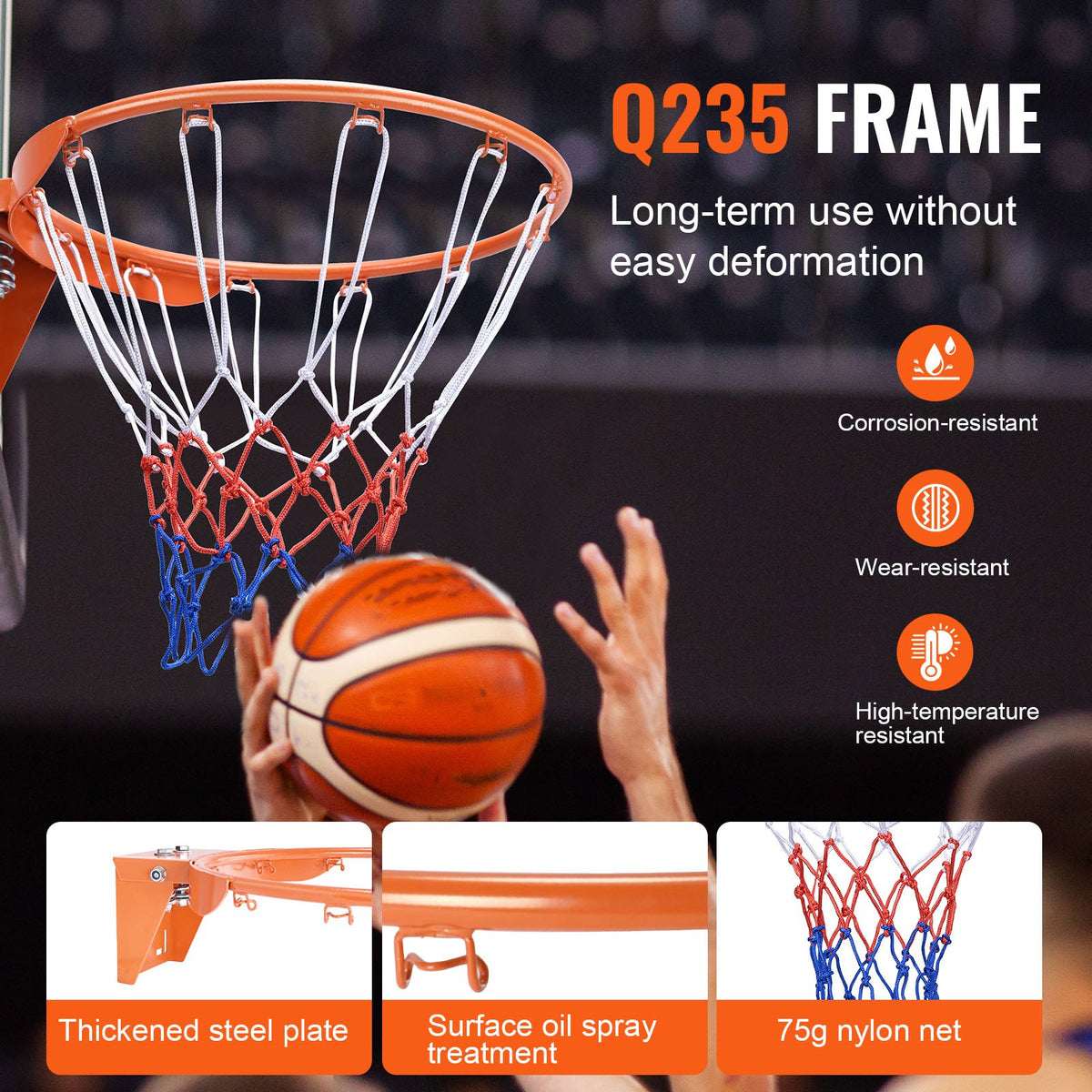 Replacement Basketball Rim, 18 in, with Net - image 2