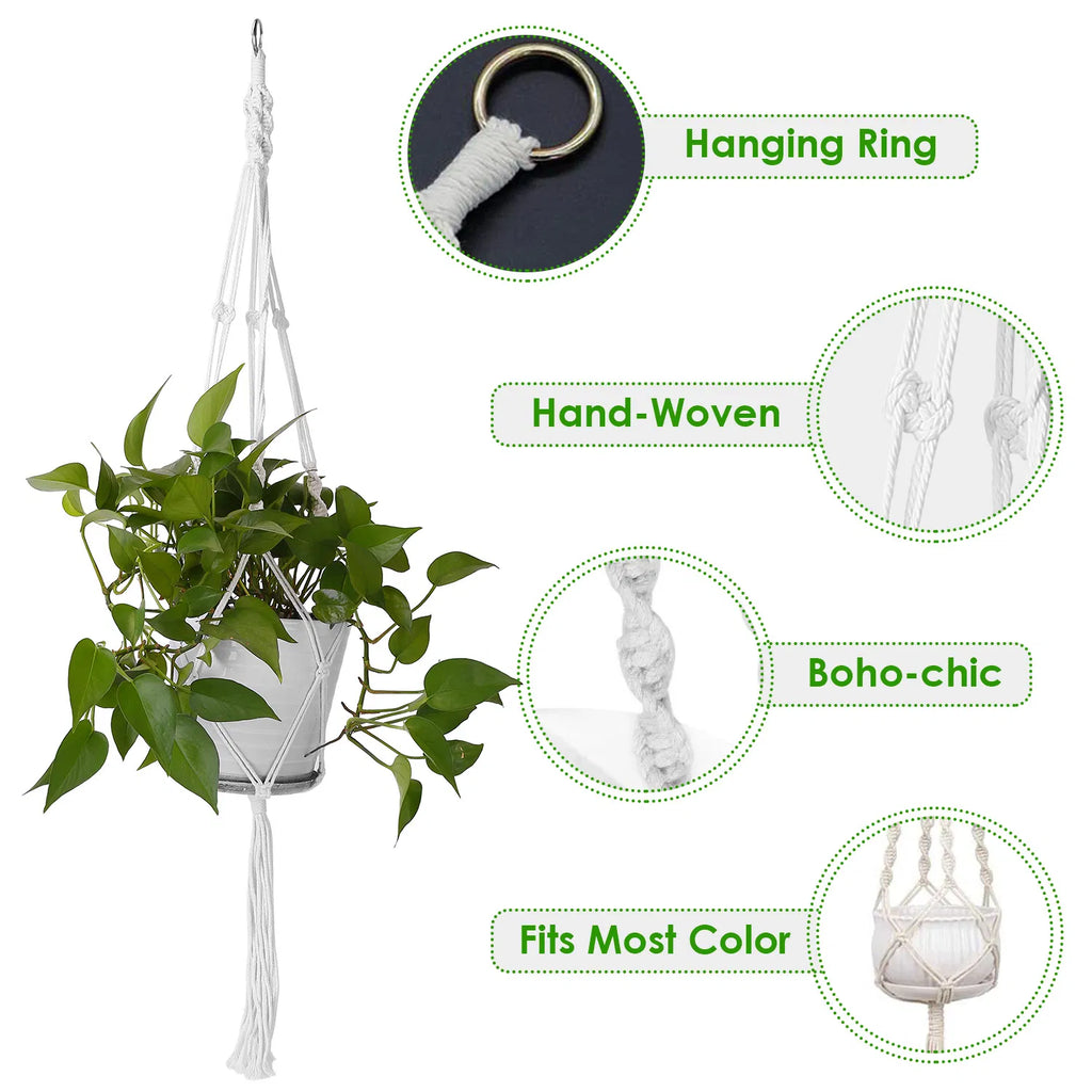 Macrame Cotton Rope Plant Hangers, 4 Pack - image 4