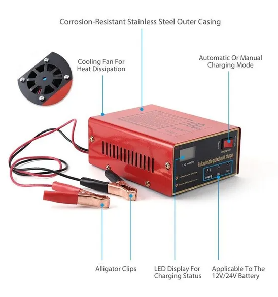 10A 12V/24V Car Battery Charger