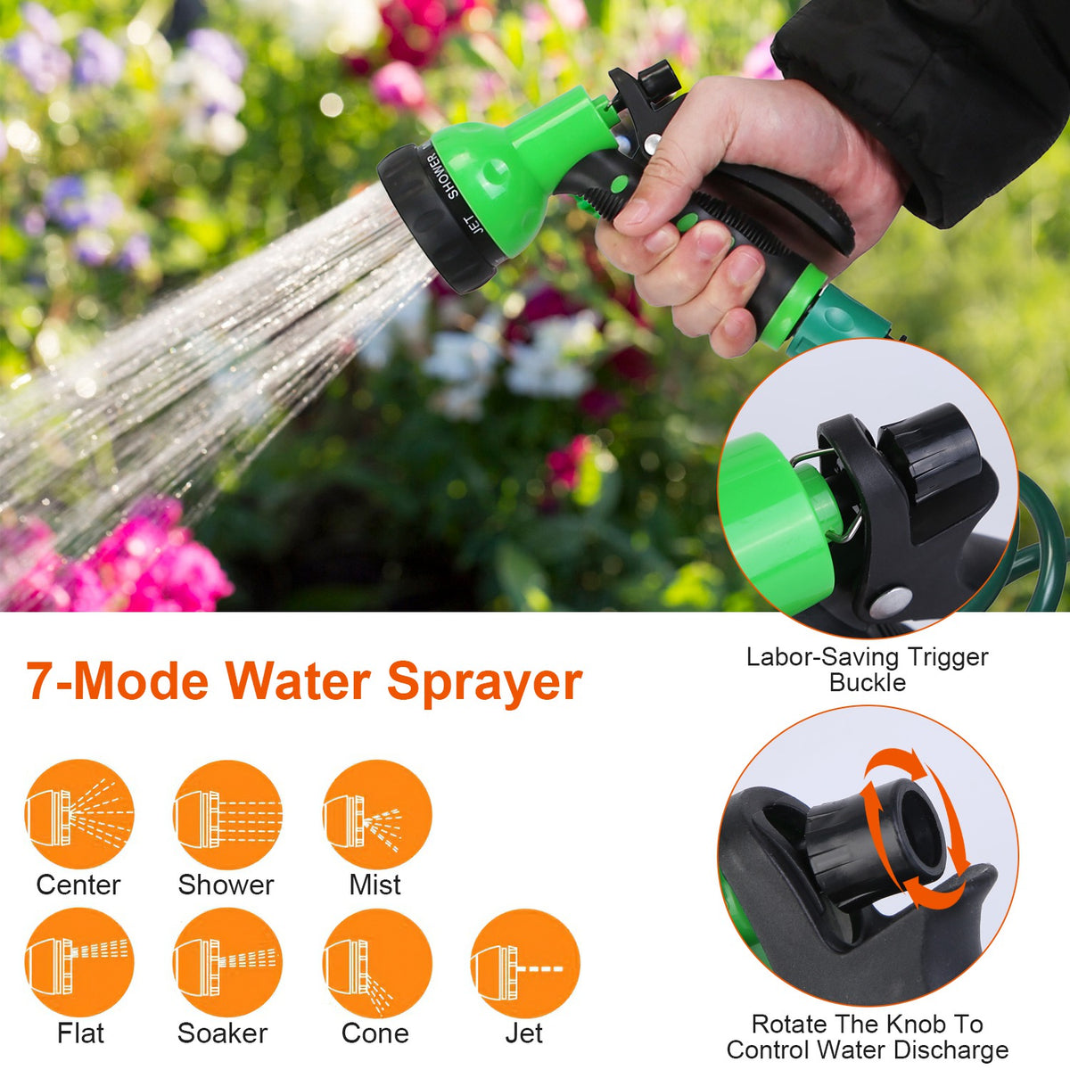 Recoil Garden Hose, 65 ft, with 7-Pattern Nozzle - image 8