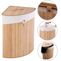 Corner Bamboo Laundry Hamper with Lid, Natural
