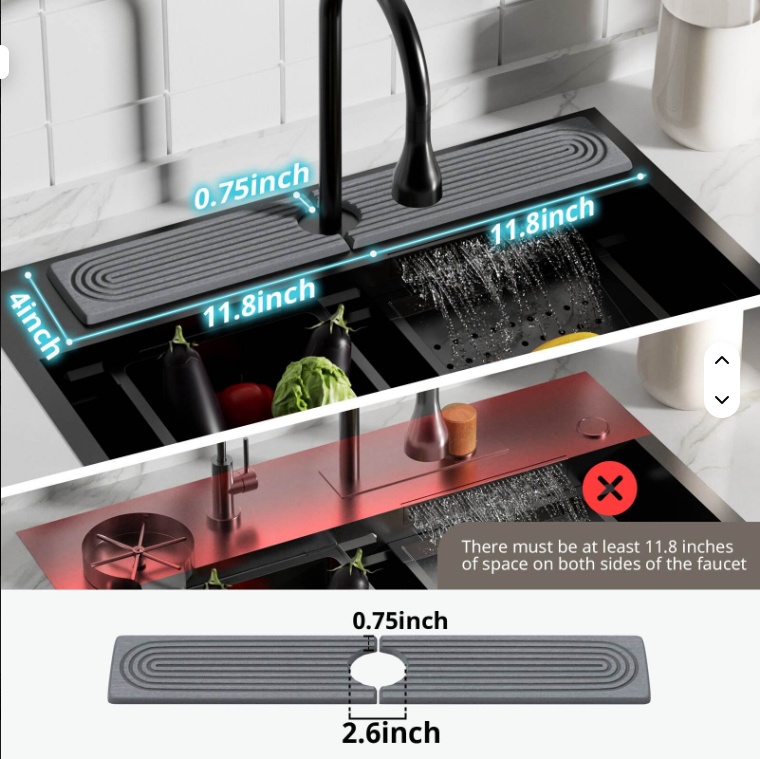 Diatomite Sink Faucet Drying Mat, Light Grey - image 6