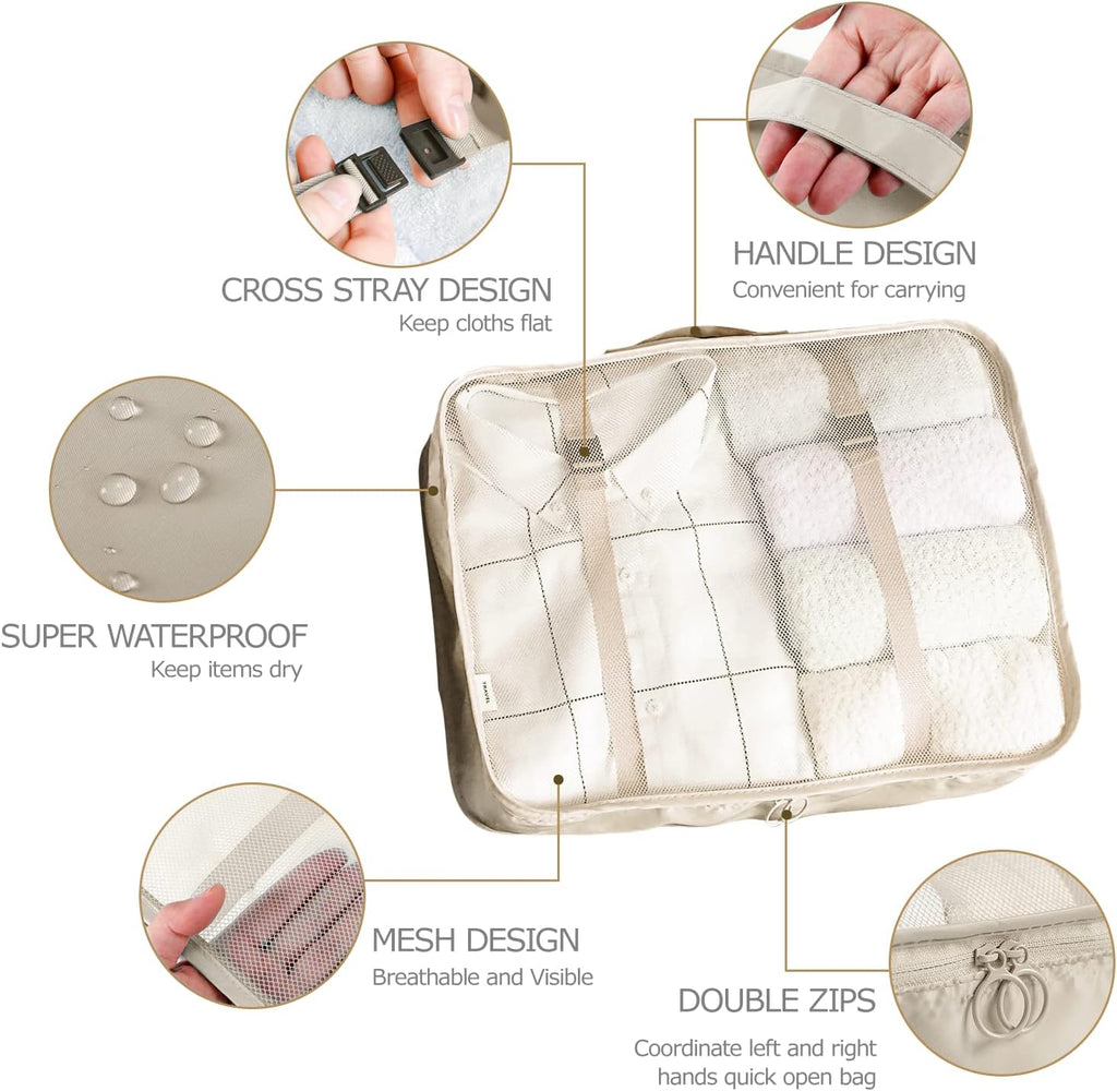 Packing Cubes, 8 Piece Set, Beige - image 2