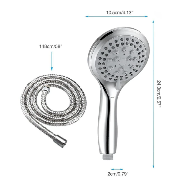 Handheld Shower Head, 5 Settings, with 5 ft Hose - image 2