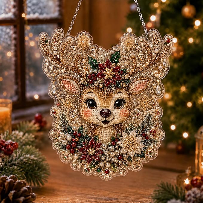 Christmas Diamond Painting Suncatcher Kit, 8 Inch
