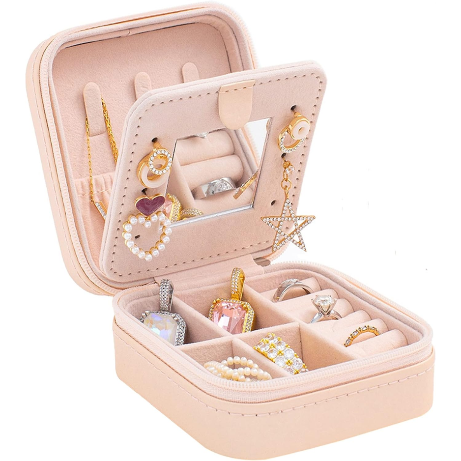 Travel Jewelry Case with Mirror, Pink - image 4