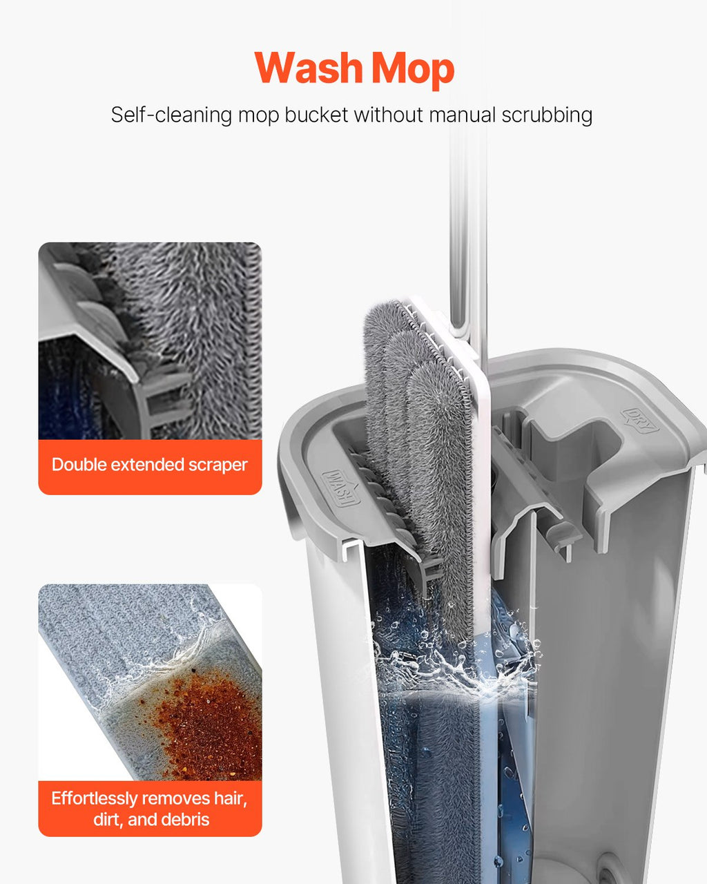 Flat Mop and Bucket Set with 3 Washable Pads - image 2