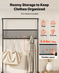 Hall Tree, 72 in Coat Rack with Shoe Bench, Black
