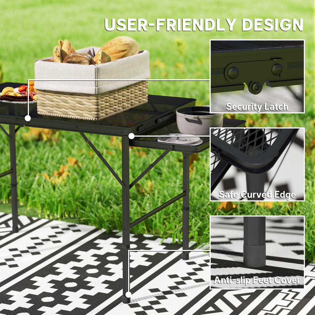 Folding Camping Table, 4.5 ft with 2 Wing Panels - image 2