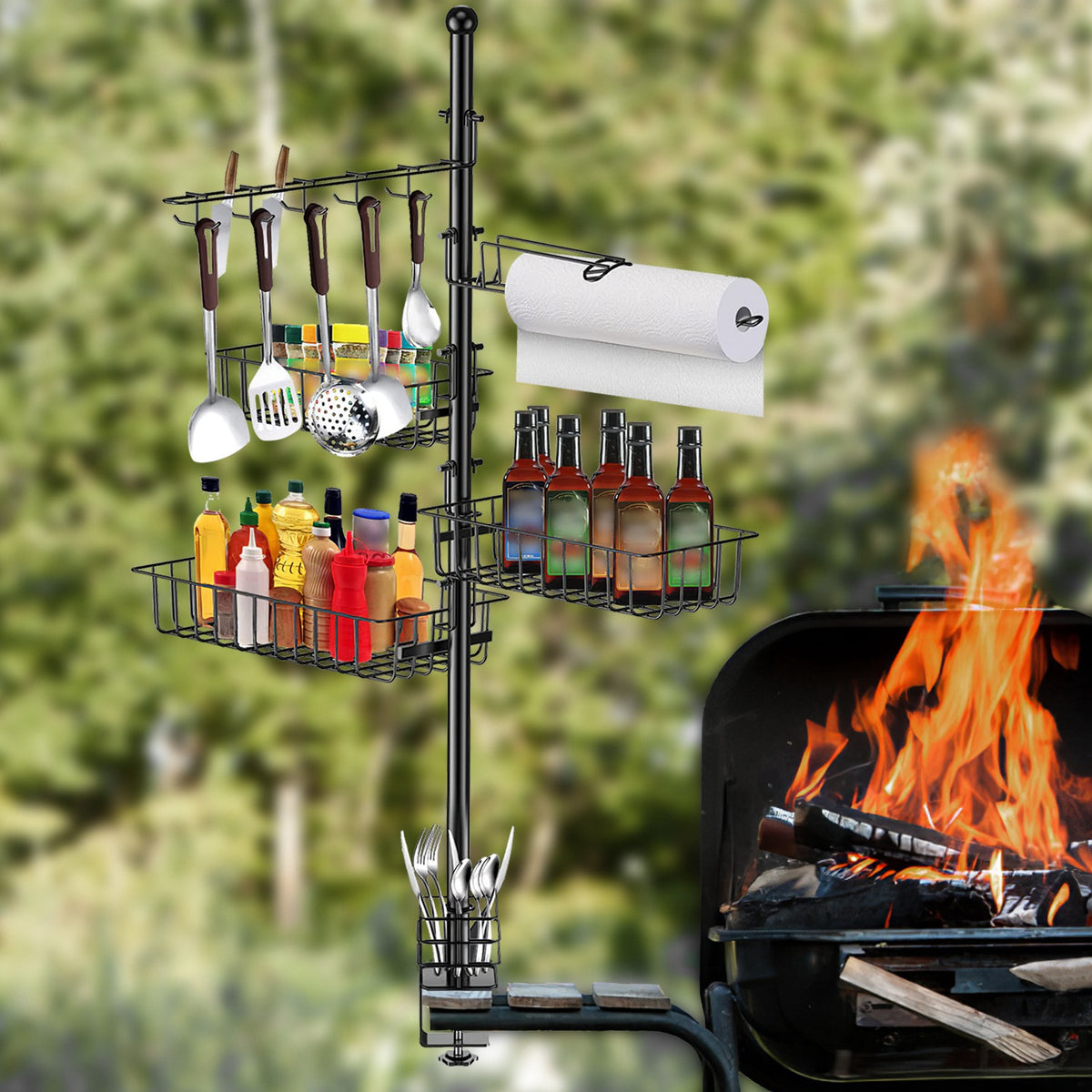 Standing BBQ Griddle Caddy with Paper Towel Holder - image 4
