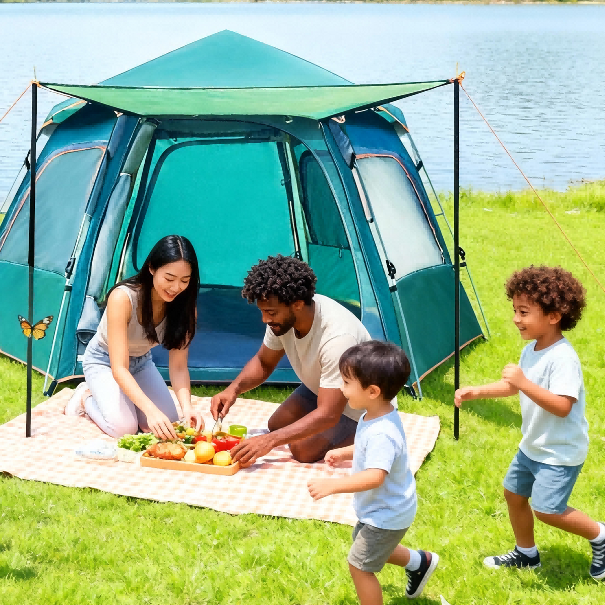 Quick Setup Hexagon Tent, 4-6 Person, Green - image 2