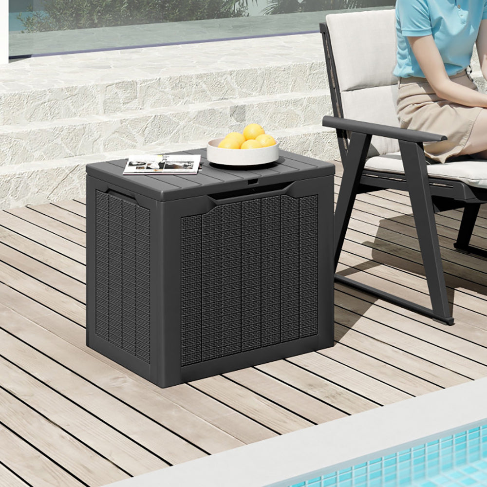 Small Deck Box, 25 Gallon, Wicker-Look, Brown - image 3