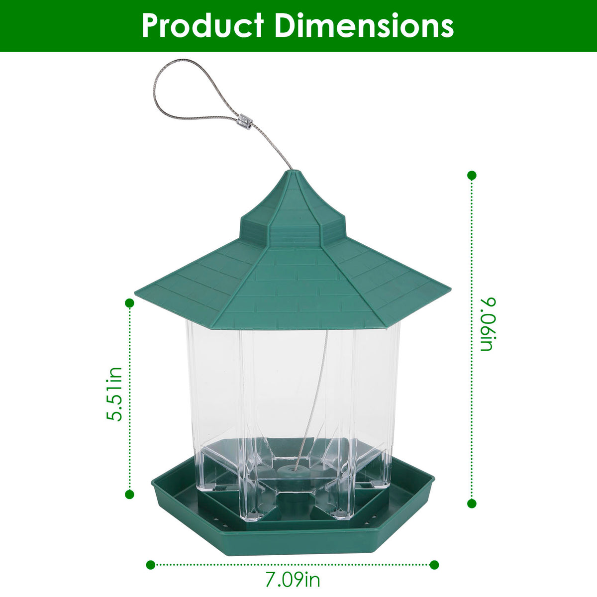 Gazebo Hanging Bird Feeder, Green - image 3