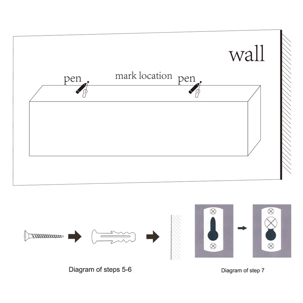 Floating Wall Shelves, Set of 3, Marble Look - image 5