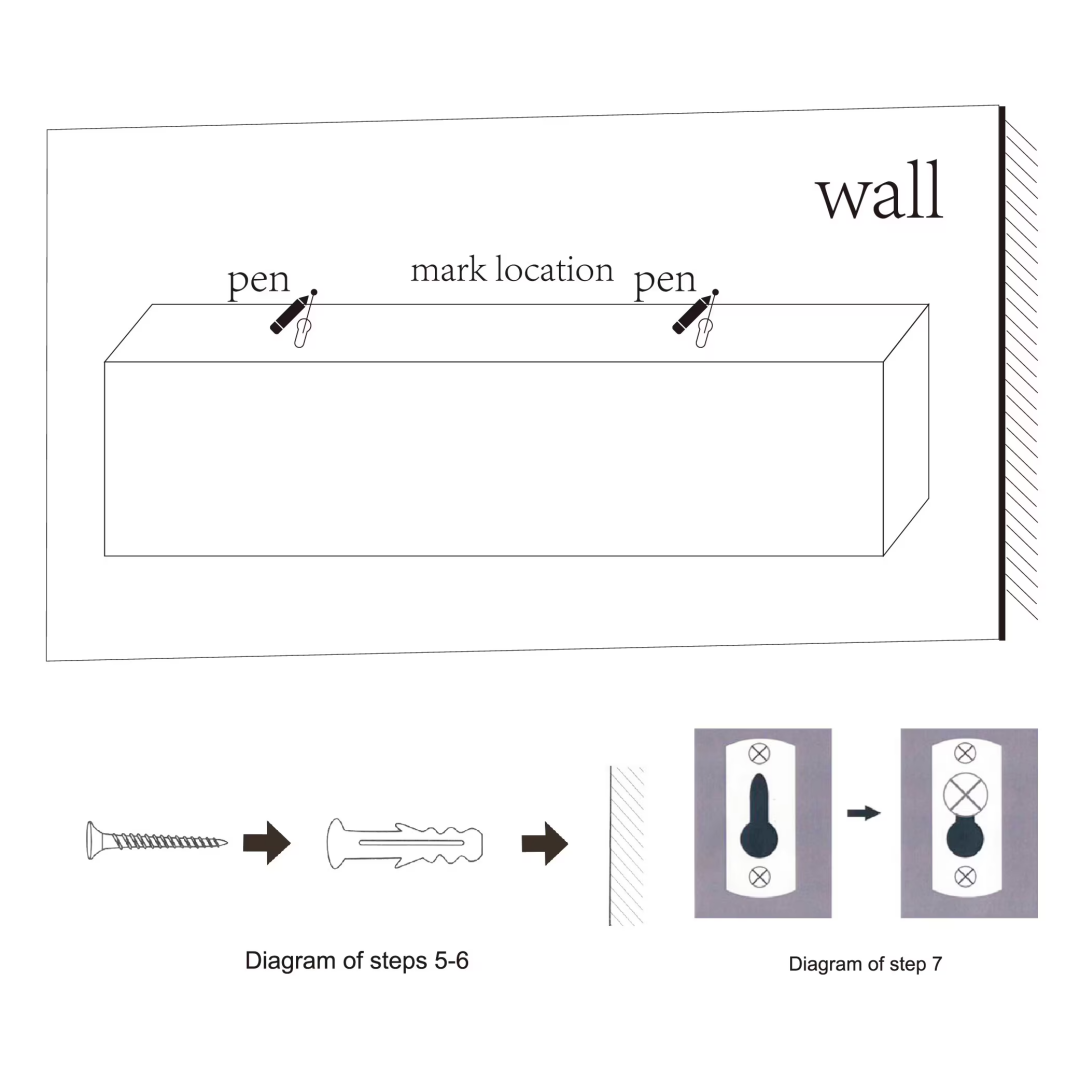 Floating Wall Shelves, Set of 3, Marble Look - image 5