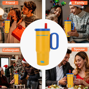 Insulated Tumbler with Handle and Straw, 26 oz, Yellow - image 7