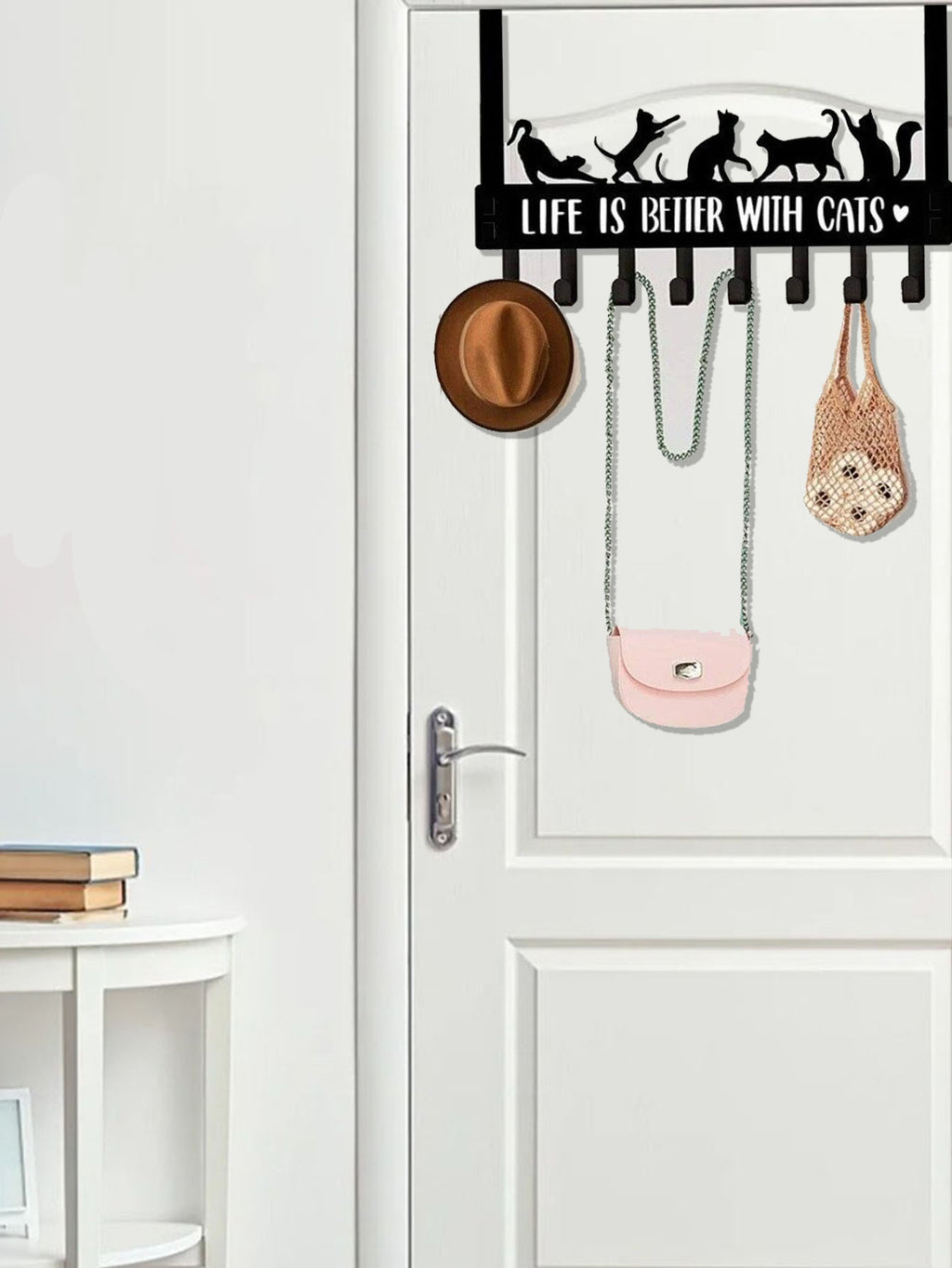 Over-the-Door Hook Rack, Cat Silhouette Design, 8 Hooks - image 7