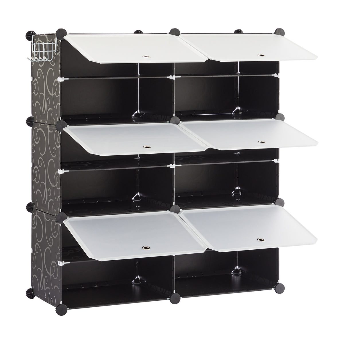 8-Tier Stackable Shoe Storage Cabinet with Doors, Black - image 6