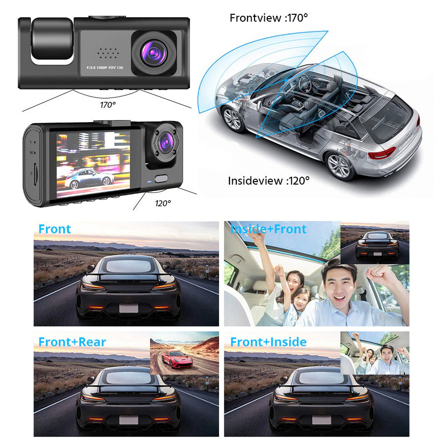 Dual-Lens 1080P Dash Cam, Front & Inside - image 3