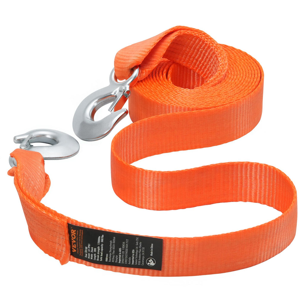 Heavy-Duty 20 ft Tow Strap with Hooks