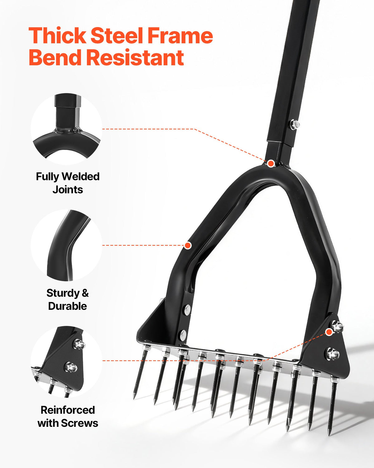 Manual Lawn Aerator, 15 Spikes, Foot Plate - image 2