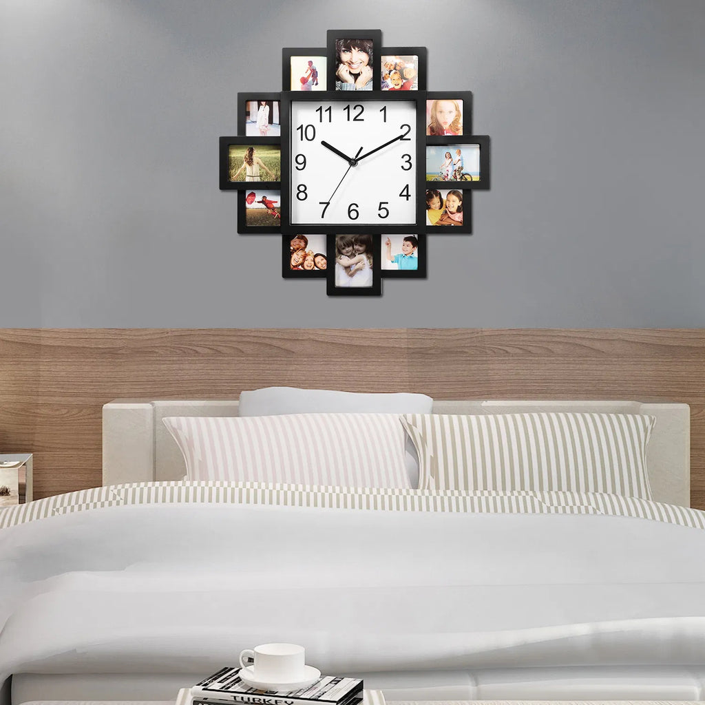 Photo Collage Wall Clock, 12 Frames, Black - image 5