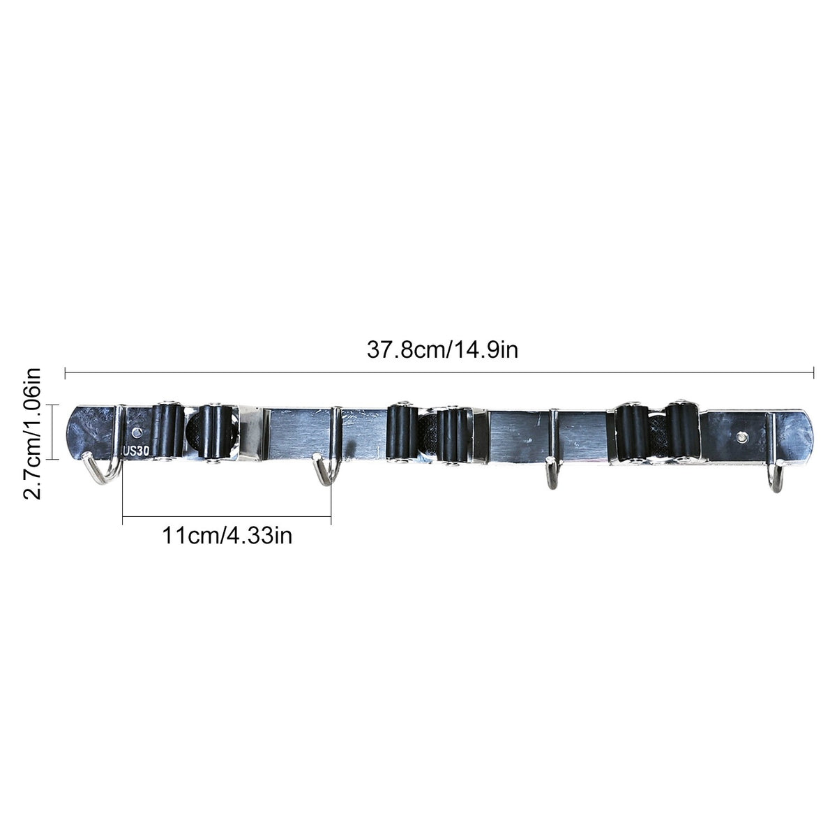 Wall-Mounted Broom and Mop Holder, 3 Slots 4 Hooks - image 2