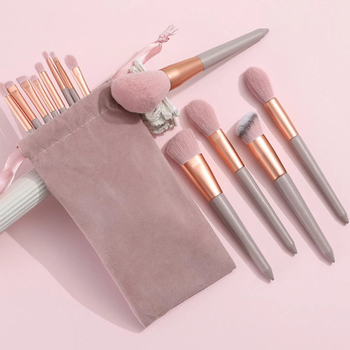 Pink Makeup Brush Set with Pouch, 13 Piece - image 2