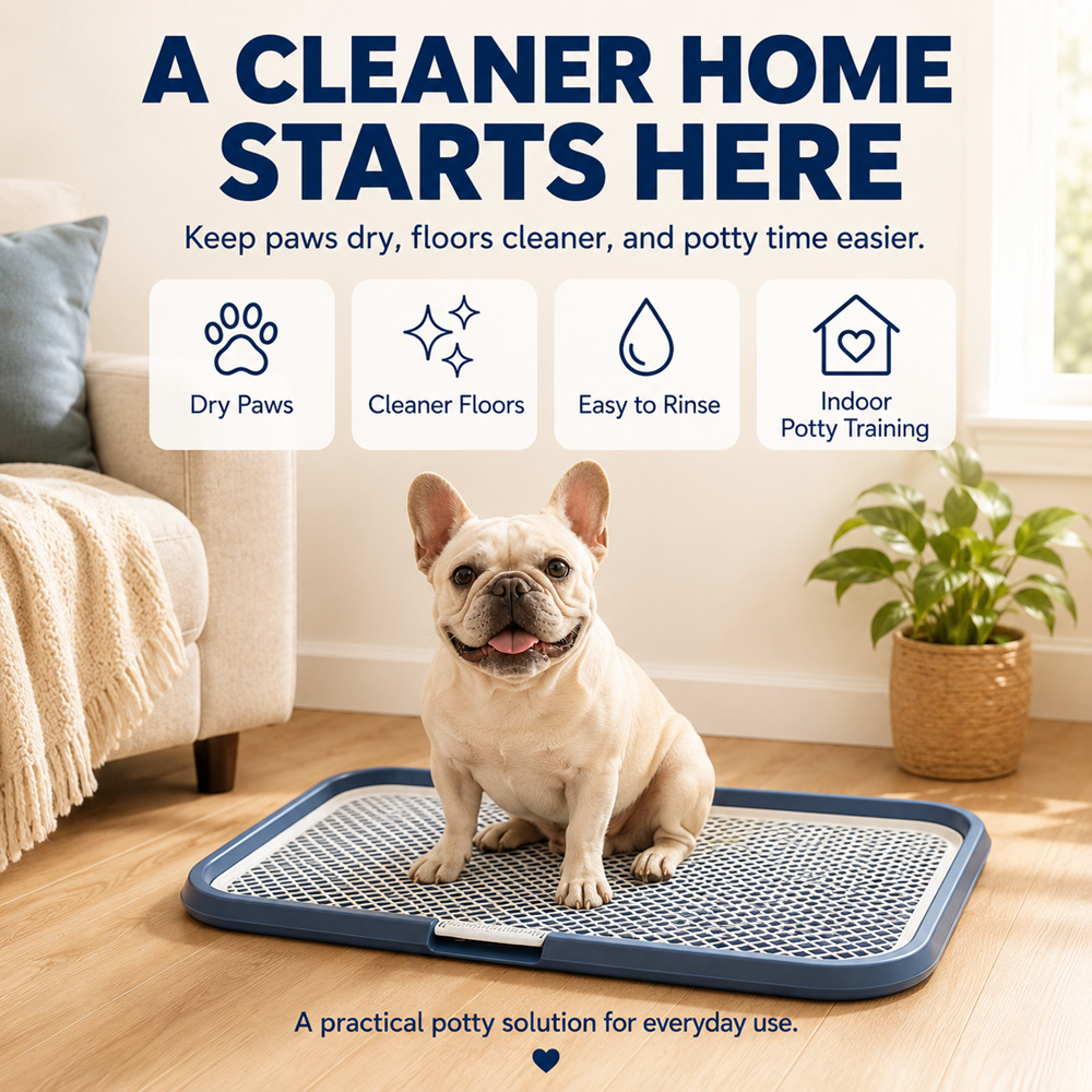 Dog Potty Training Tray with Grate, 25.6 x 19.7 in, Navy - image 3