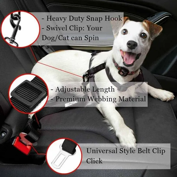 Adjustable Dog Car Seat Belt, 2 Pack - image 2