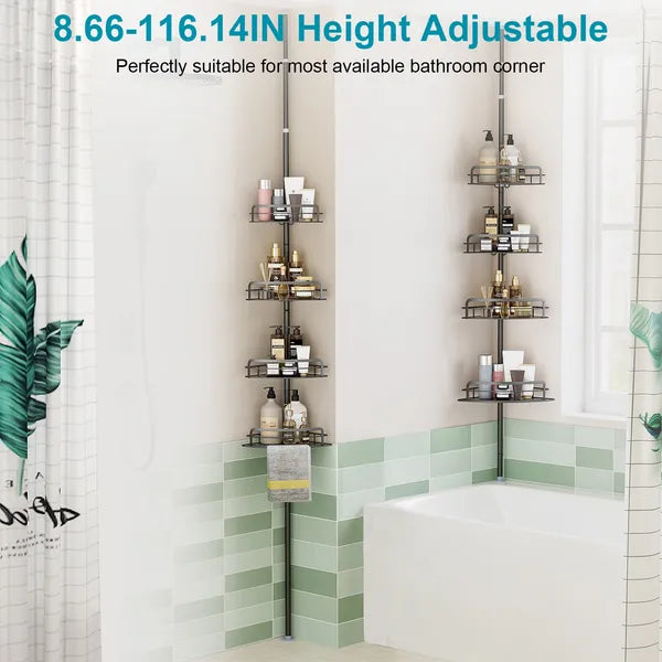 Corner Shower Caddy with Tension Pole, 4 Shelves - image 2