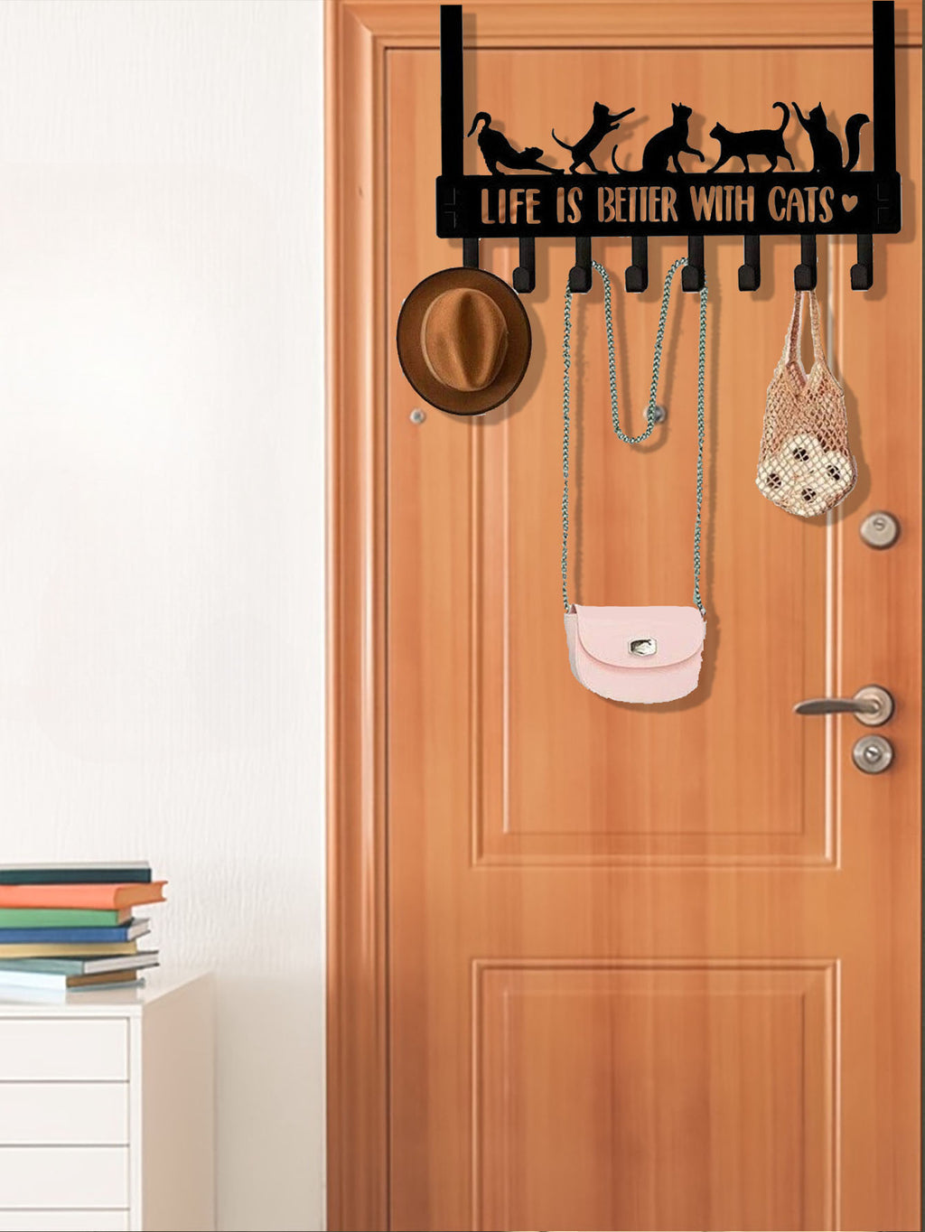 Over-the-Door Hook Rack, Cat Silhouette Design, 8 Hooks - image 9