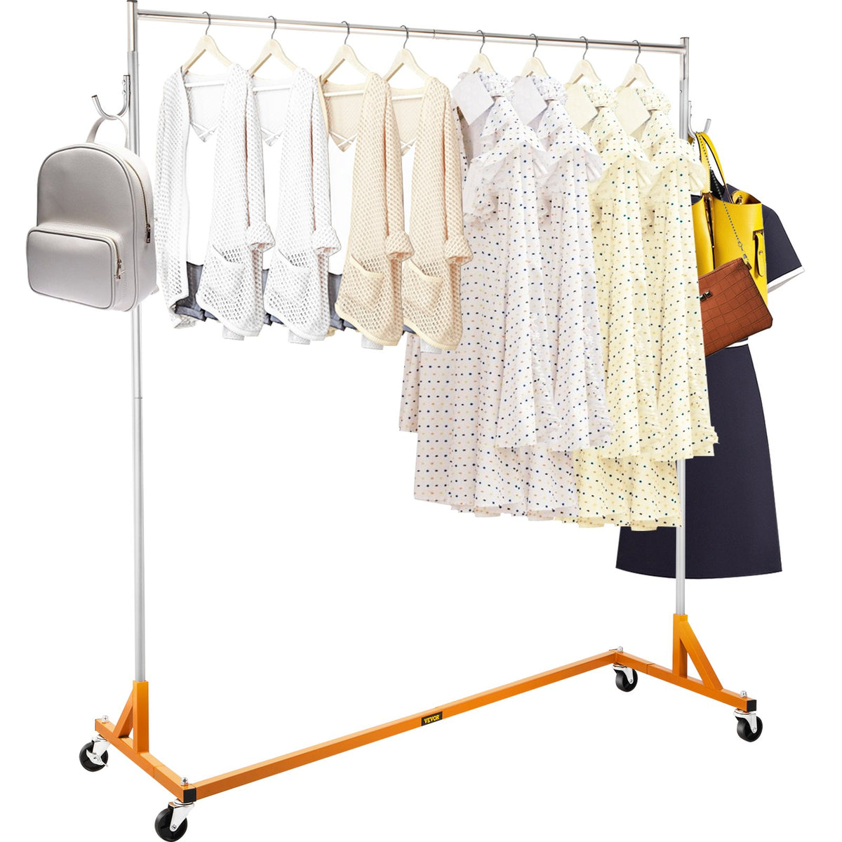 Rolling Z-Base Garment Rack, Height Adjustable