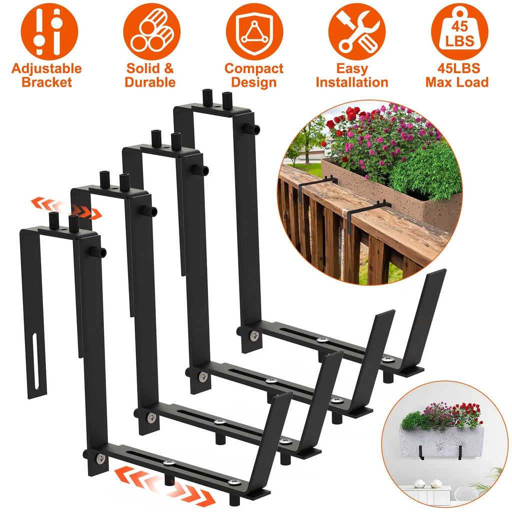 Adjustable Railing Planter Box Brackets, 4 Pack - image 7