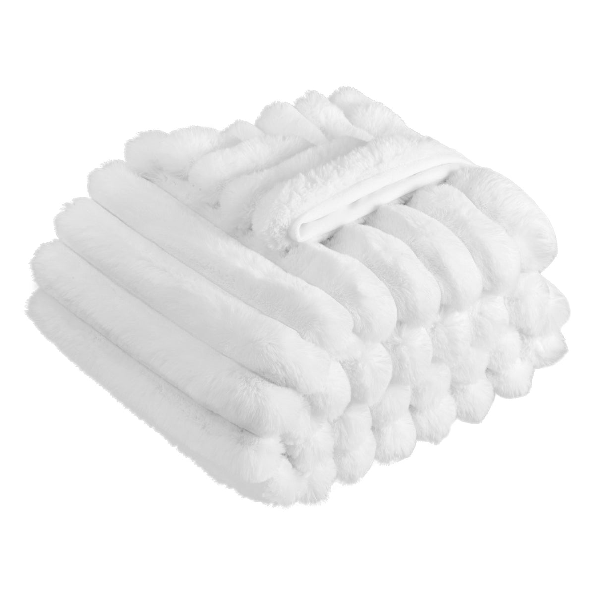Faux Fur Throw Blanket, 50 x 60 in, White - image 4