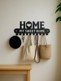 Home Sweet Home Metal Wall Hook Rack, Black