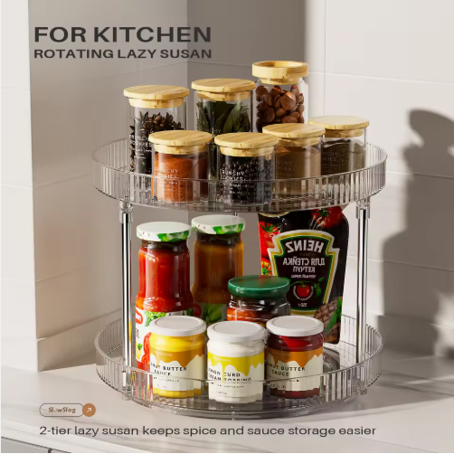2-Tier Turntable Lazy Susan, Clear - image 6