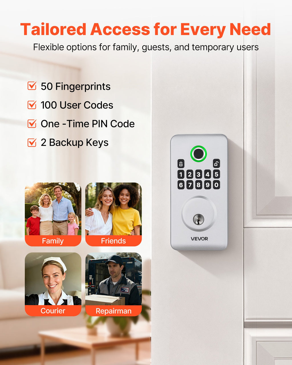 Fingerprint Deadbolt Lock with Keypad, Black