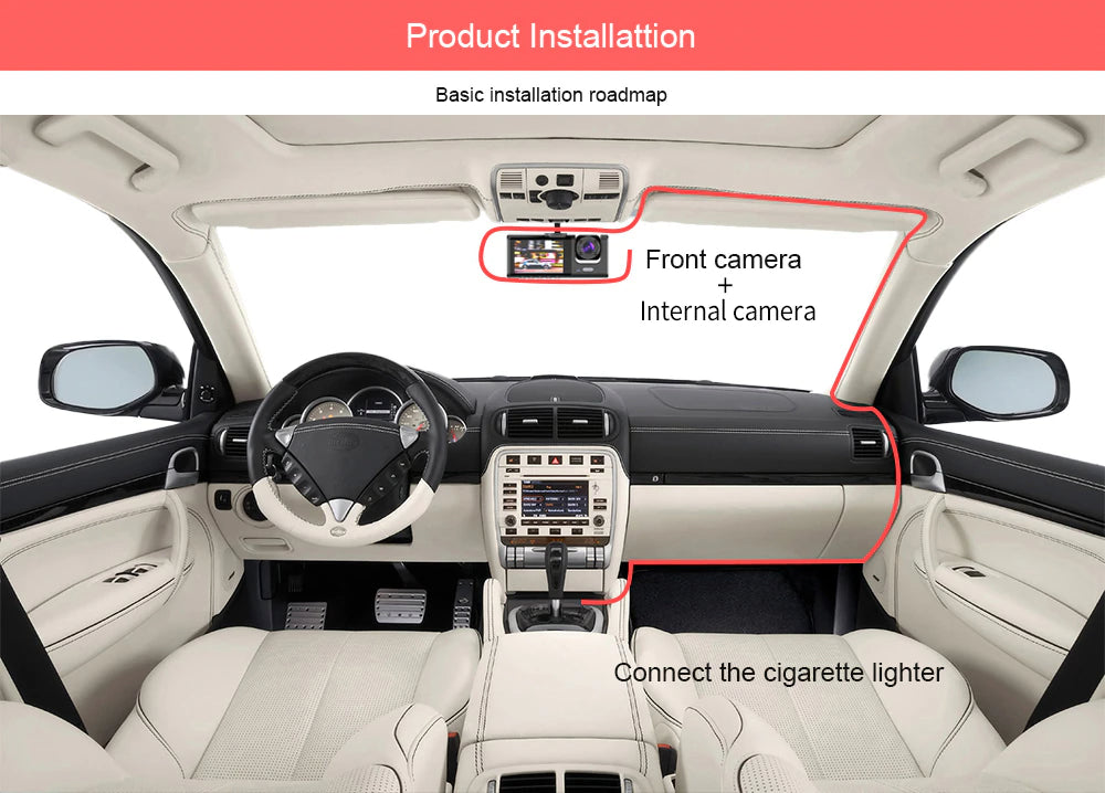 Dual-Lens 1080P Dash Cam, Front & Inside - image 2