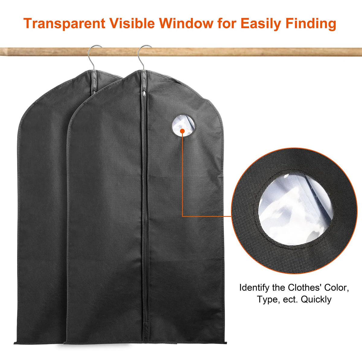 Hanging Garment Bags, 39 x 24 Inch, 5 Pack - image 8