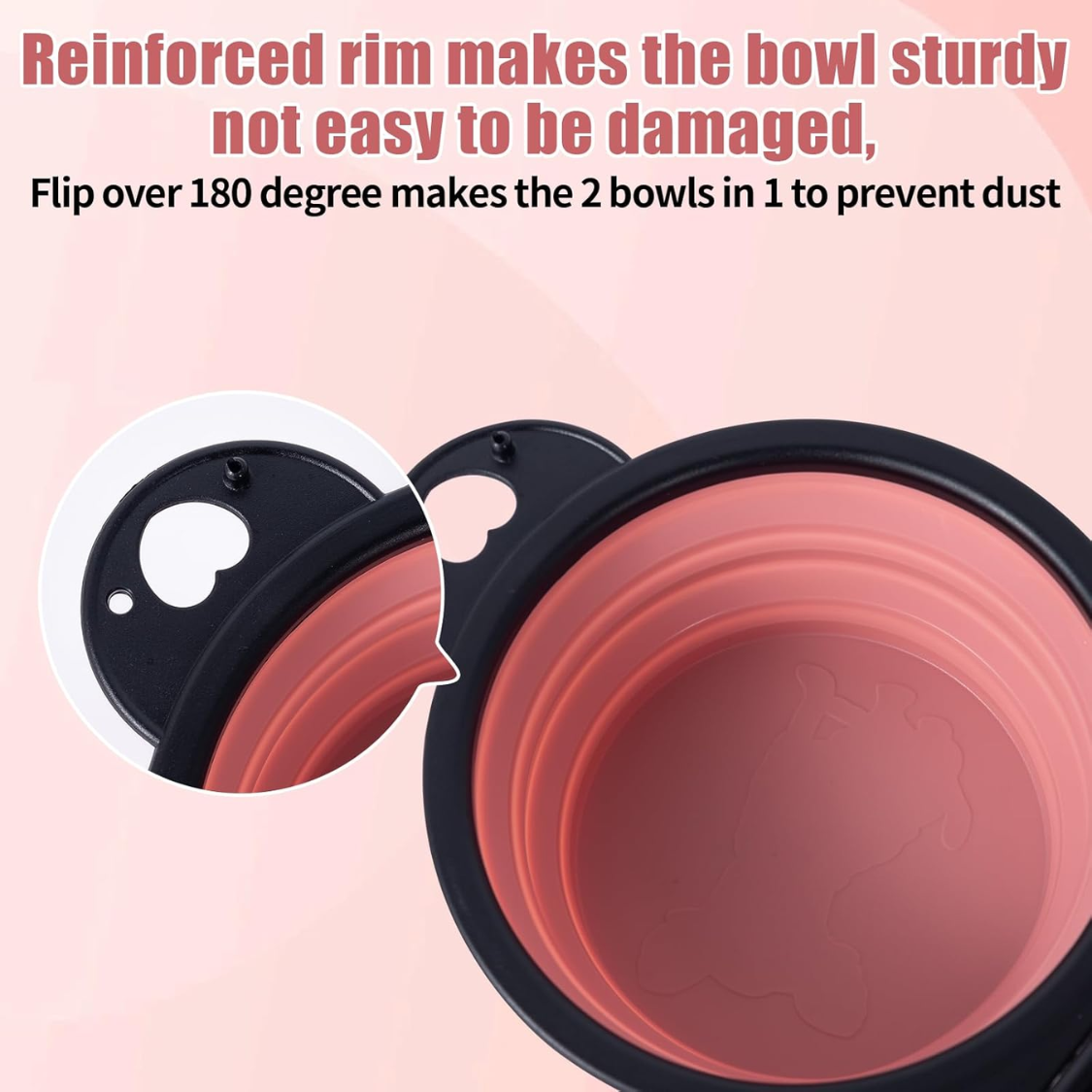 Collapsible Double Dog Travel Bowl, Pink - image 4
