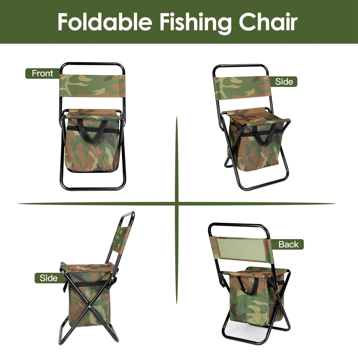 Folding Fishing Chair with Backrest and Cooler Bag - image 9